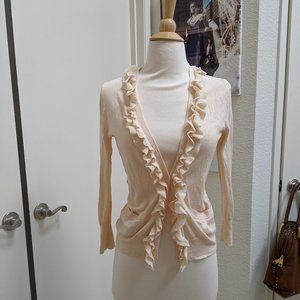 Blush Wool Cotton Ruffle Cardigan